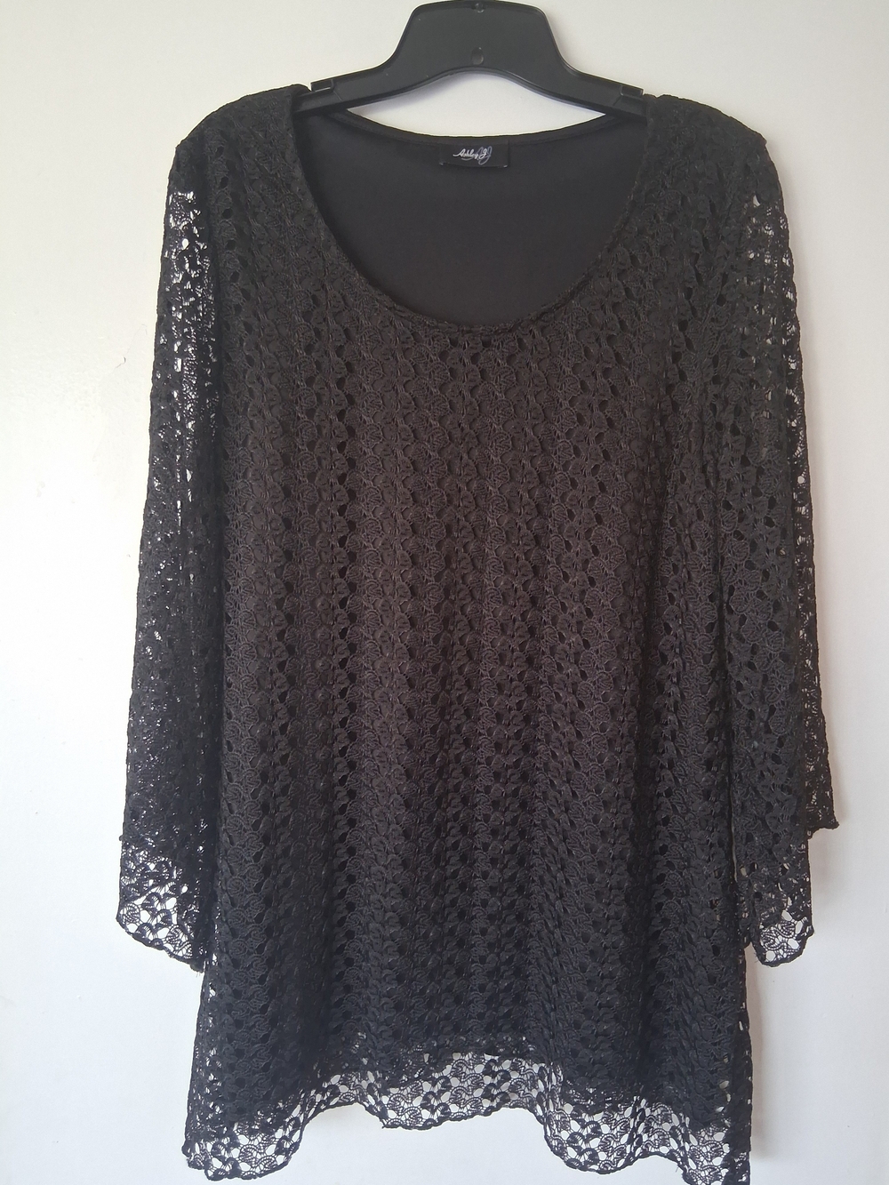 Ashkey J. Women's Black Lace Overlay Top